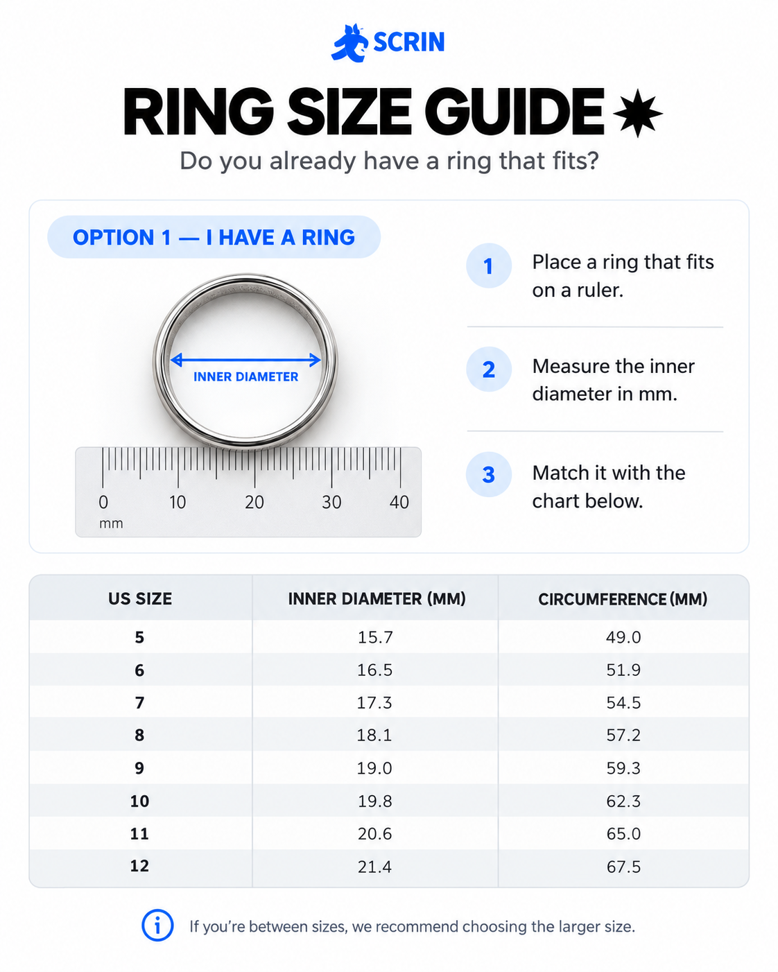 How to measure the inner diameter of a ring